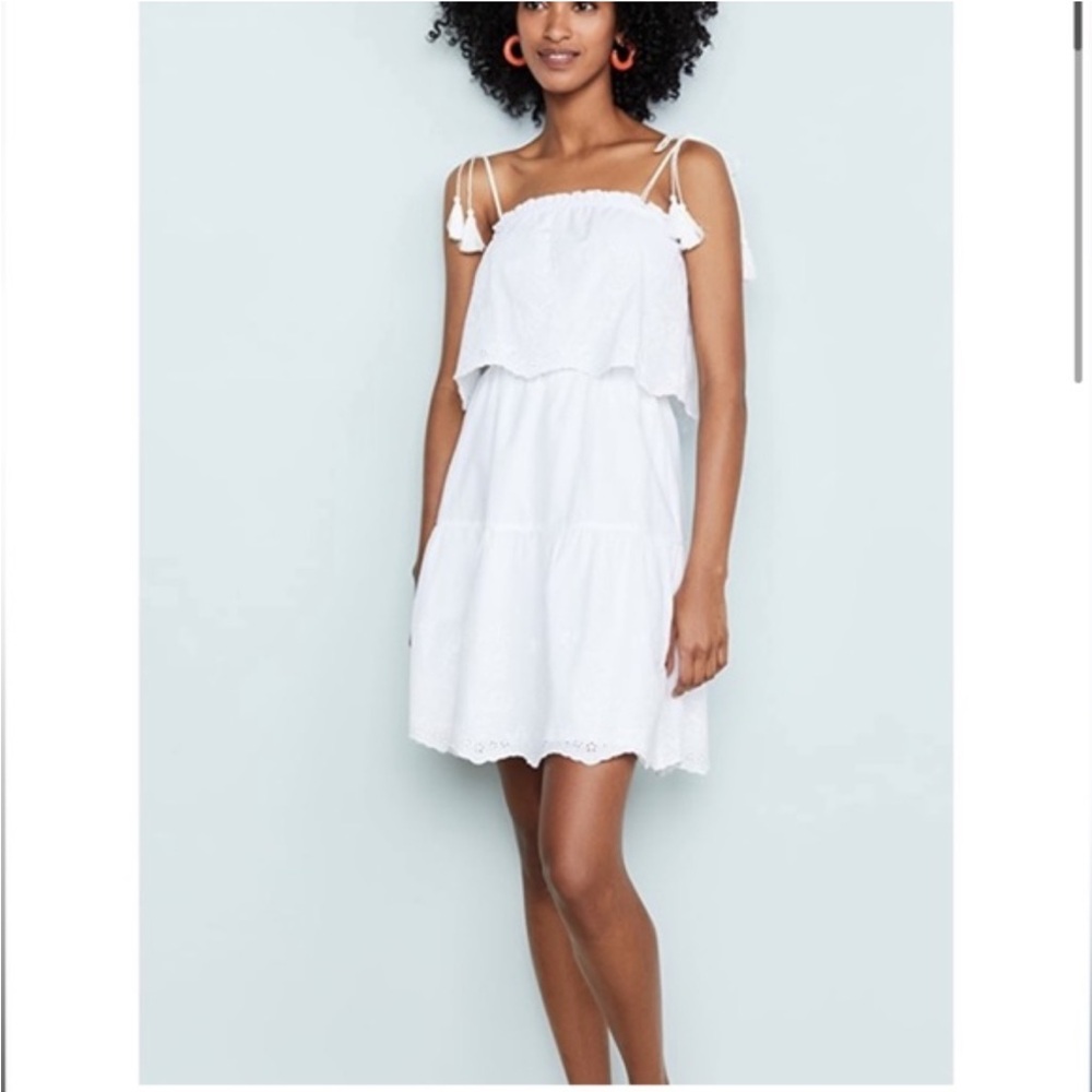 Cupcakes & Cashmere Majora Eyelet Embroidered White Tiered Summer Dress